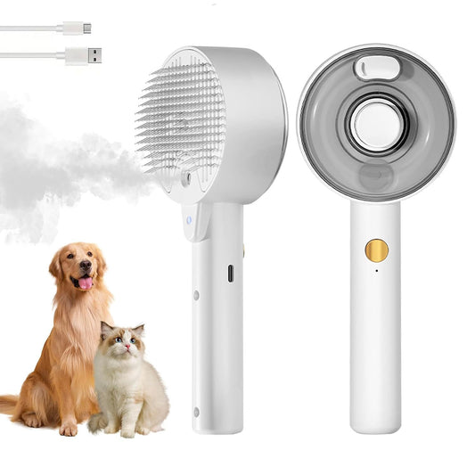 2-in-1 Cat & Dog Grooming Steam Brush – Shedding & Massage Tool